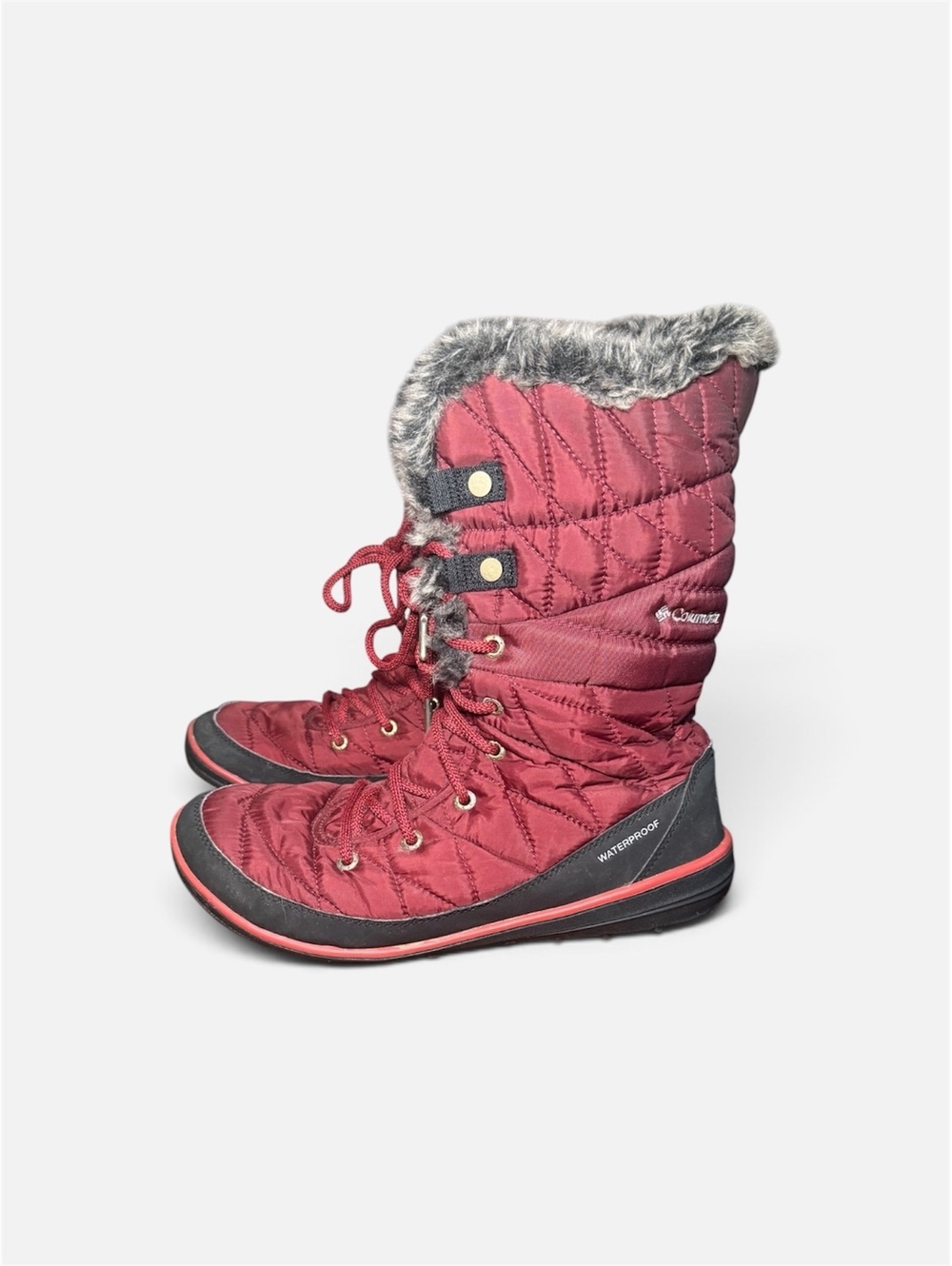 Columbia Heavenly Omni-Heat Women’s Waterproof Snow Boots Burgundy Fur 10.5